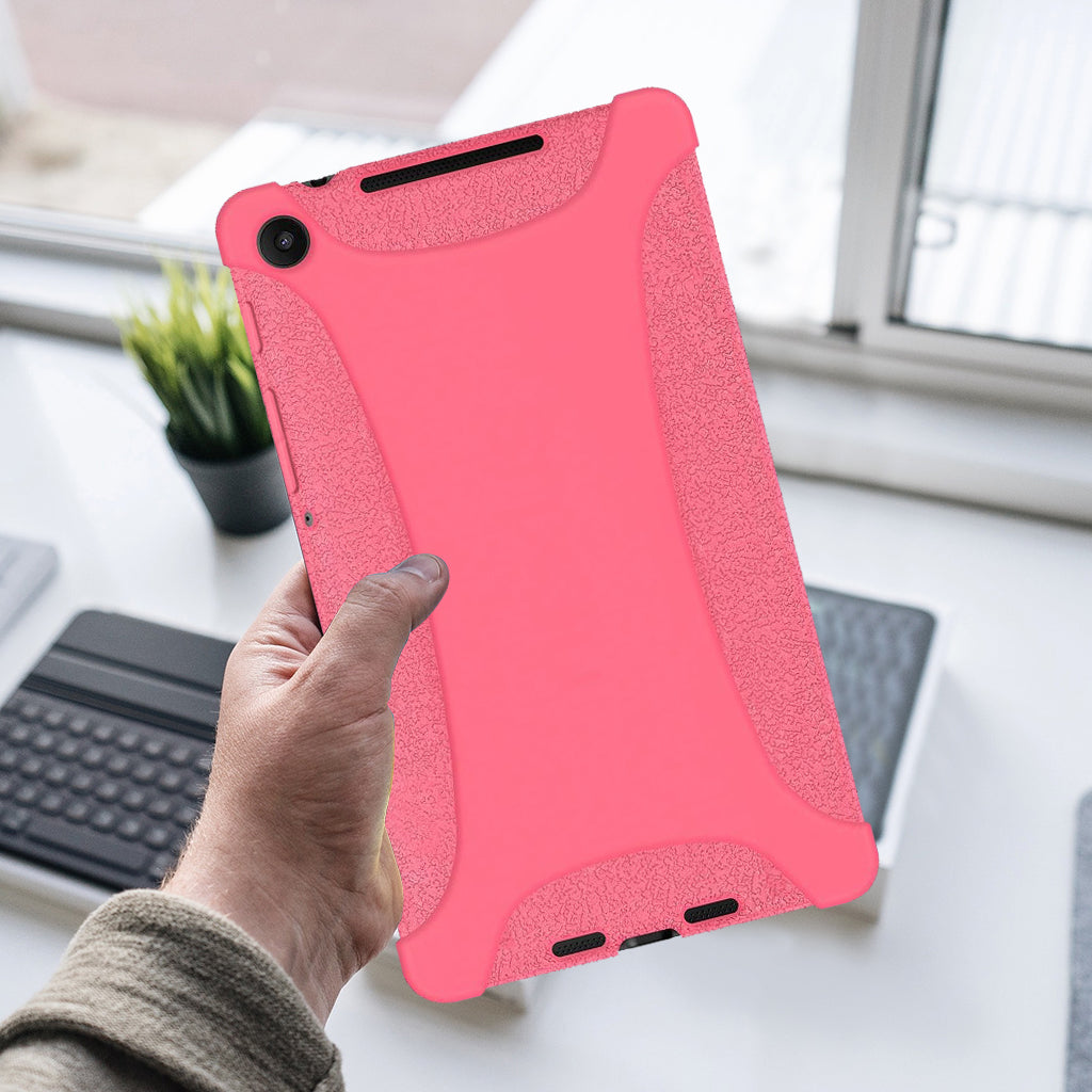 Amzer Shockproof Rugged Silicone Skin Jelly Case for Google New Nexus 7 in black, showcasing its flexible design and textured grip.