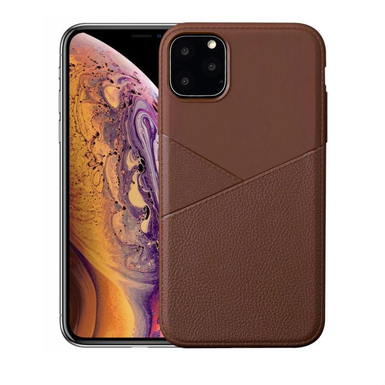 AMZER Shockproof Soft TPU Leather Protective Case for iPhone XI in black, showcasing its sleek design and textured grip.