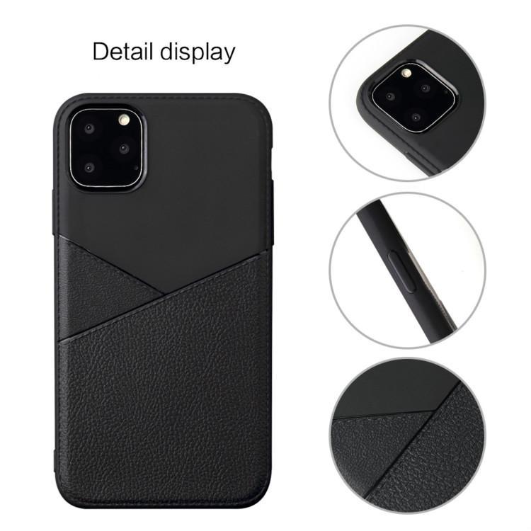 AMZER Shockproof Soft TPU Leather Protective Case for iPhone XI in black, showcasing its sleek design and textured grip.