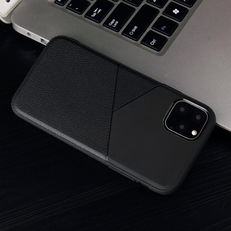 AMZER Shockproof Soft TPU Leather Protective Case for iPhone XI in black, showcasing its sleek design and textured grip.