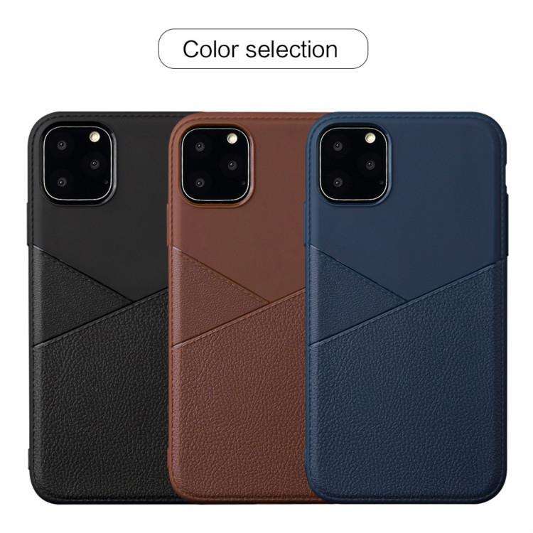 AMZER Shockproof Soft TPU Leather Protective Case for iPhone XI in black, showcasing its sleek design and textured grip.