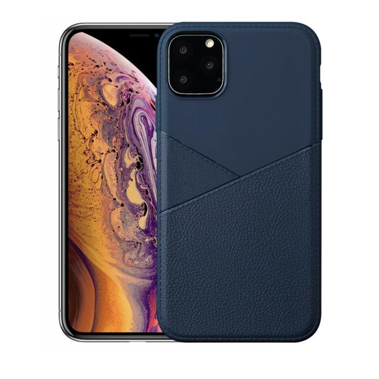 AMZER Shockproof Soft TPU Leather Protective Case for iPhone XI in black, showcasing its sleek design and textured grip.