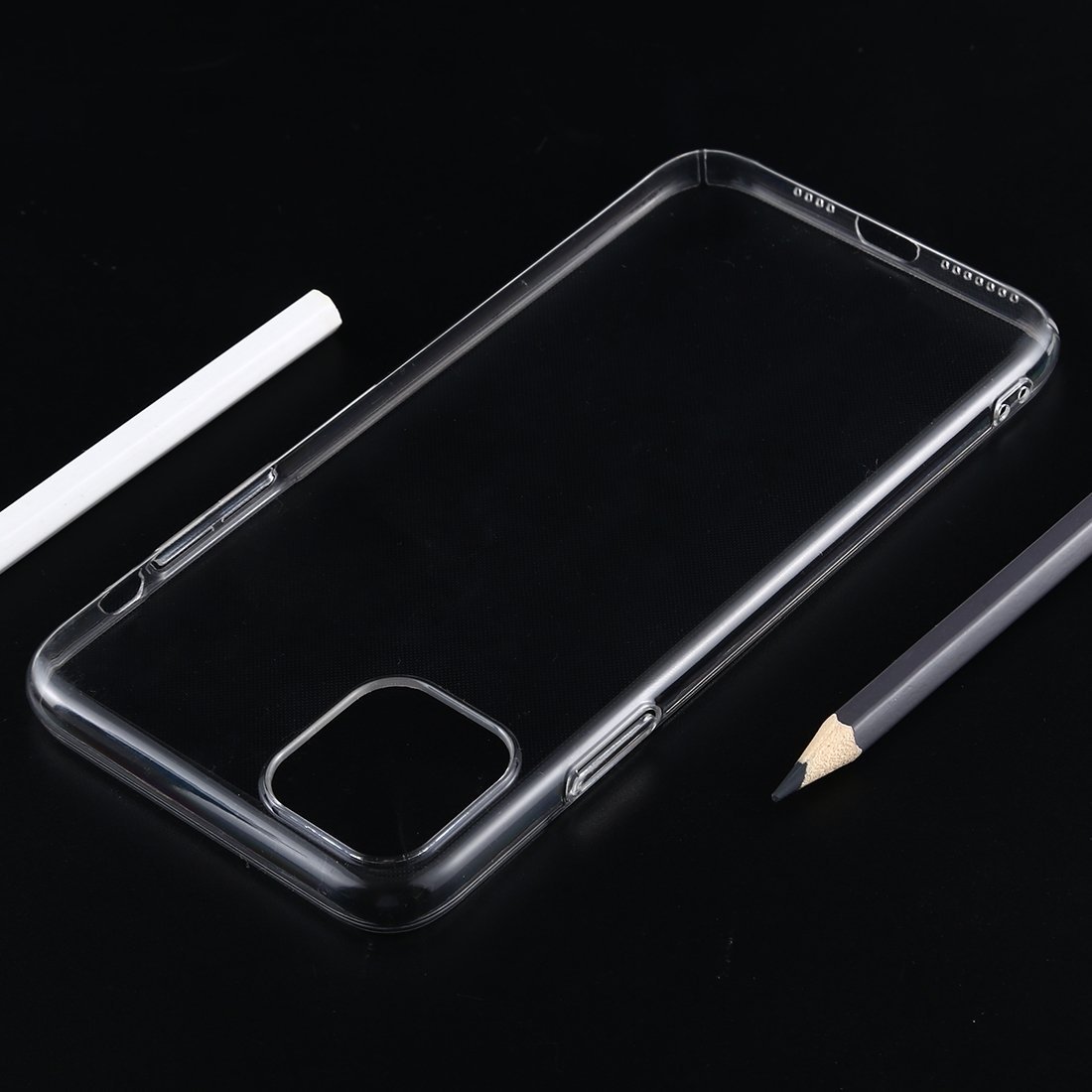 AMZER Slim Transparent Hard Case for iPhone 11 showcasing its sleek design and impact-resistant features.