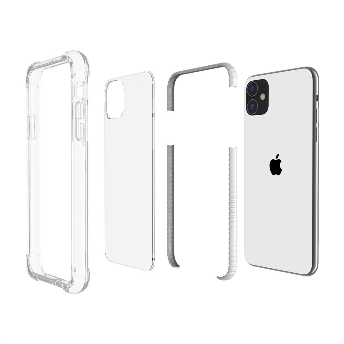 AMZER SlimGrip Bumper Hybrid Case for iPhone 11 in black, showcasing its sleek design and transparent back.