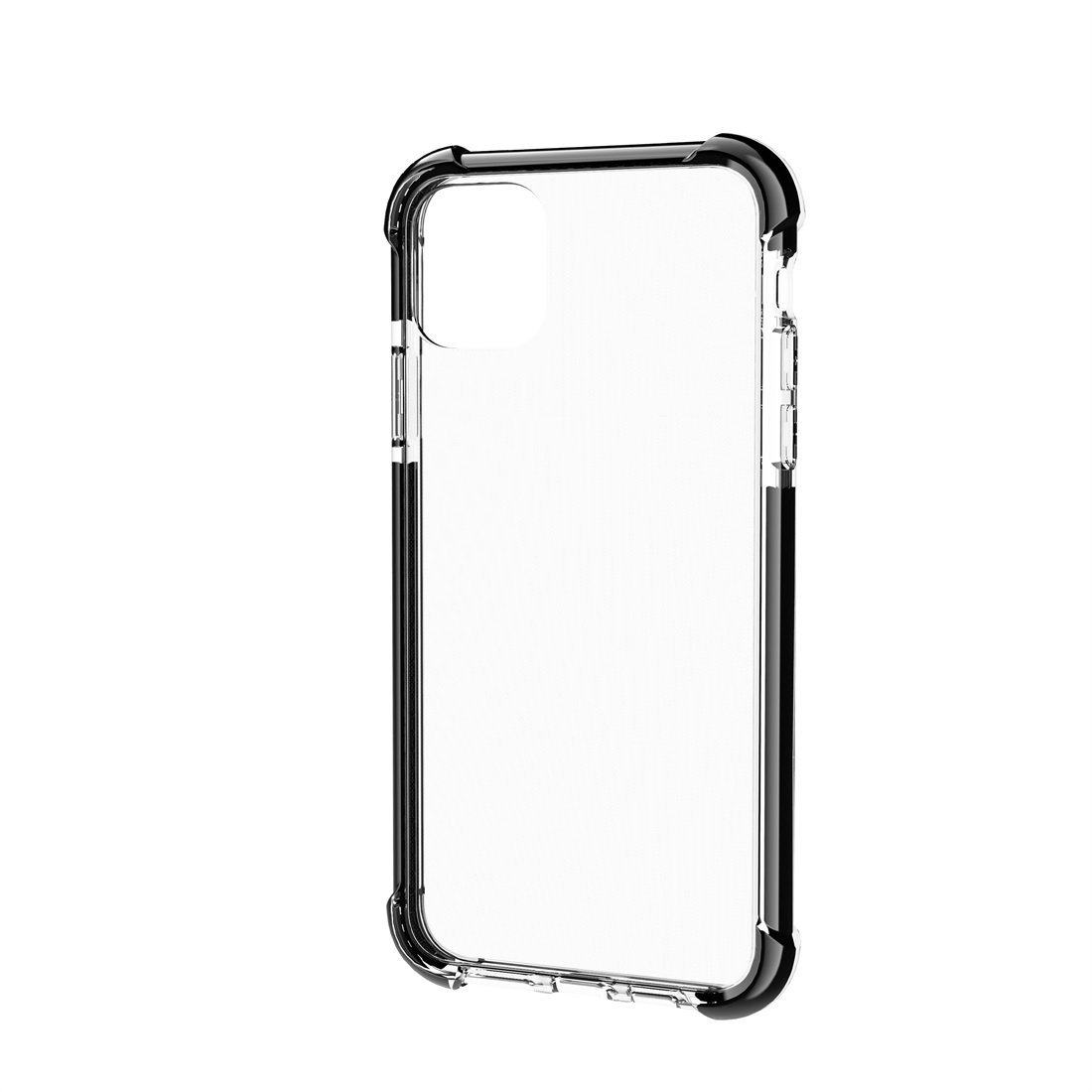 AMZER SlimGrip Bumper Hybrid Case for iPhone 11 Pro in black, showcasing its sleek design and transparent back.