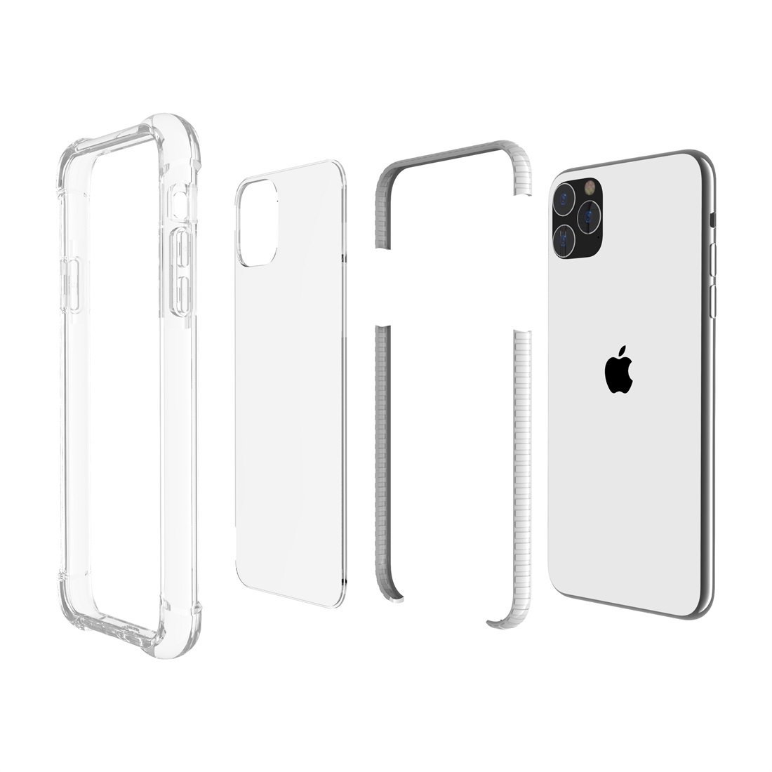AMZER SlimGrip Bumper Hybrid Case for iPhone 11 Pro Max in black, showcasing its sleek design and transparent back.
