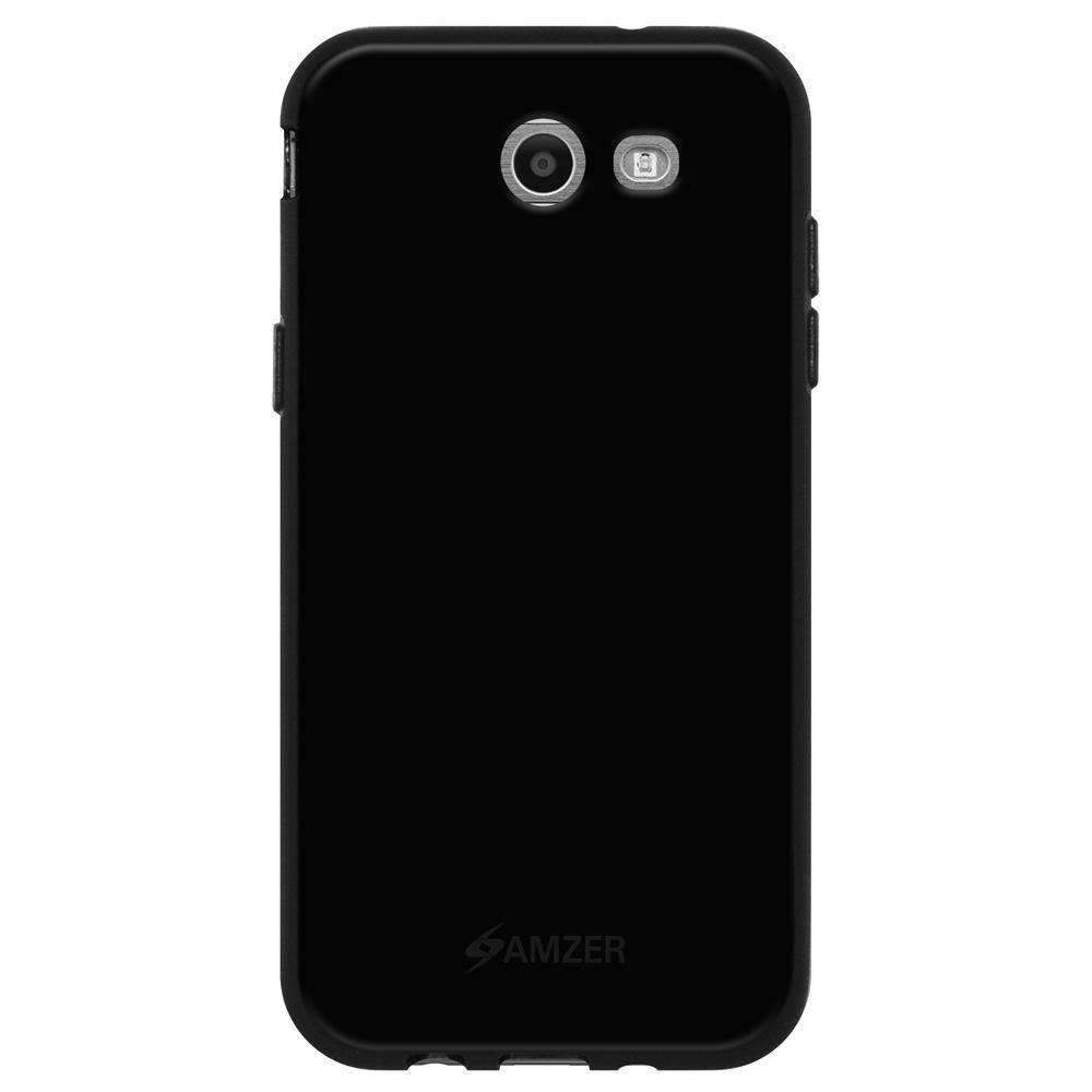 AMZER Soft Gel TPU Skin Case for Samsung Galaxy Amp Prime 2, featuring a matte back finish and glossy bumper for enhanced grip and style.