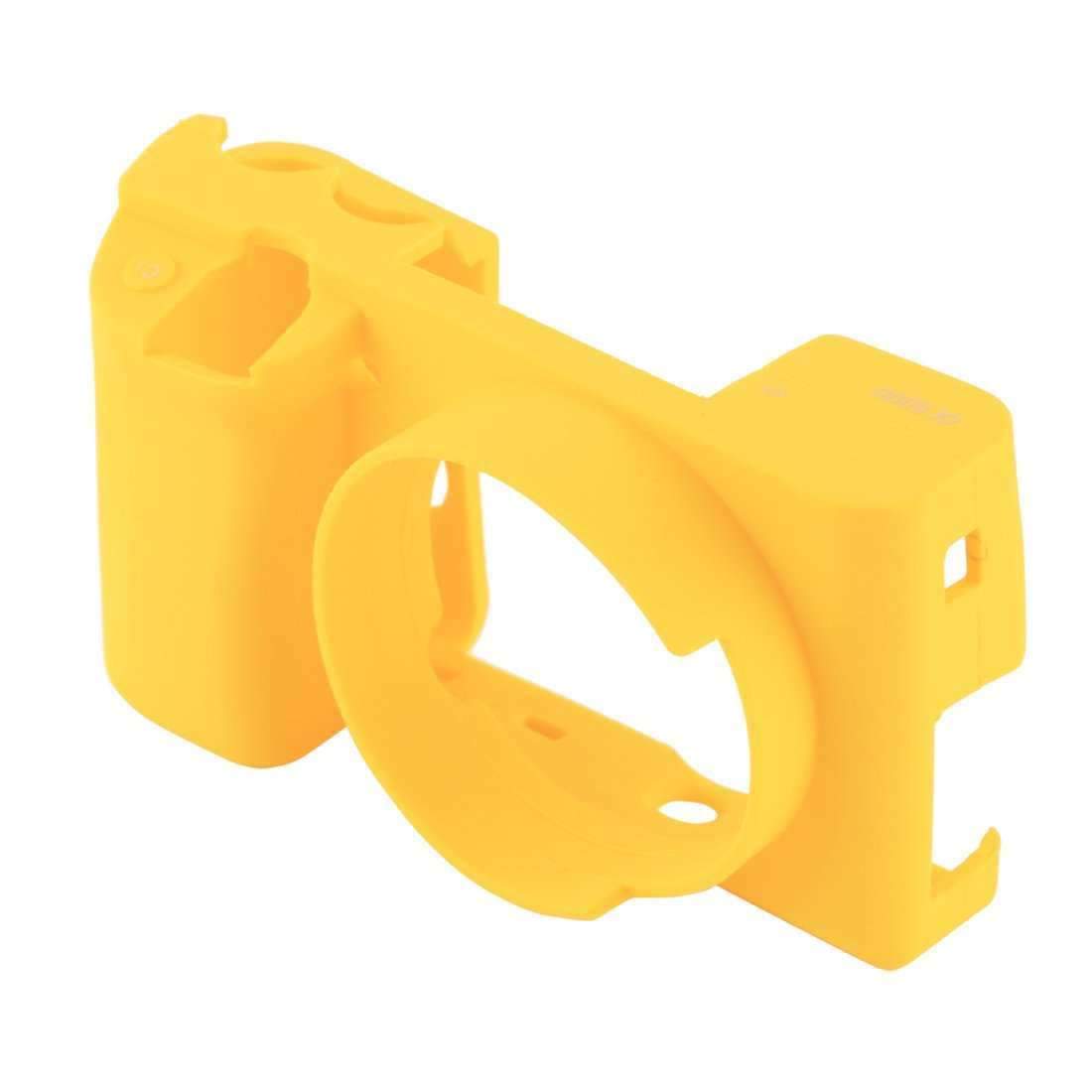 AMZER Soft Silicone Protective Case for Sony ILCE-6000 in yellow, showcasing its durable and lightweight design.