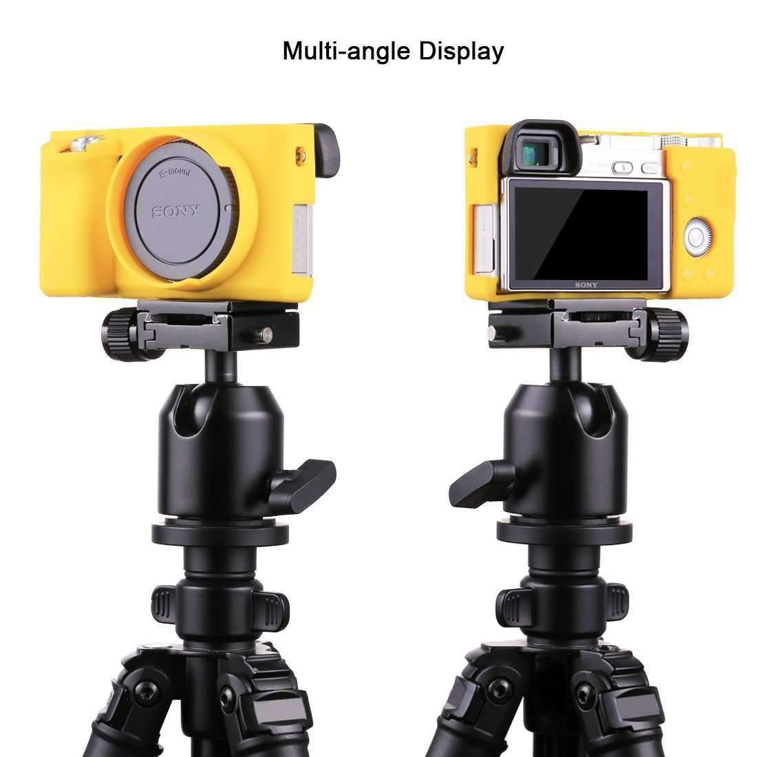 AMZER Soft Silicone Protective Case for Sony ILCE-6000 in yellow, showcasing its durable and lightweight design.