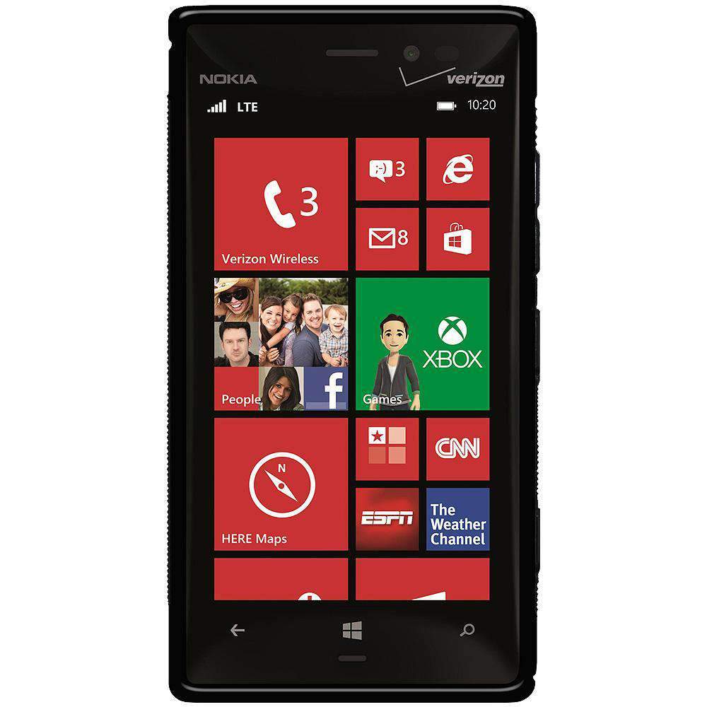 AMZER Soft TPU Hybrid Case for Nokia Lumia 928 in black, showcasing its sleek design and ridged sides for enhanced grip.