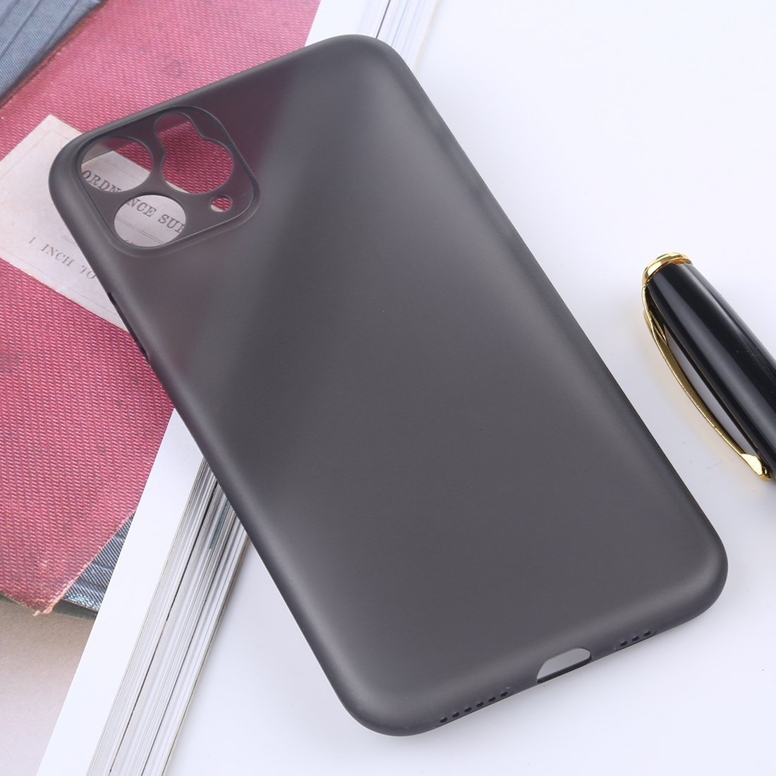 AMZER Ultra Thin Frosted PP Case for iPhone 11 Pro in Grey, showcasing its sleek design and precise cutouts.