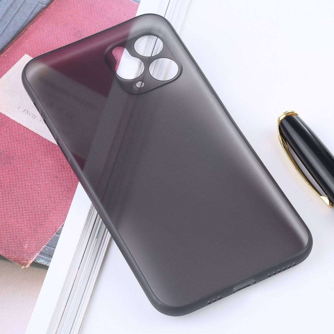 AMZER Ultra Thin Frosted PP Case for iPhone 11 Pro in Grey, showcasing its sleek design and precise cutouts.