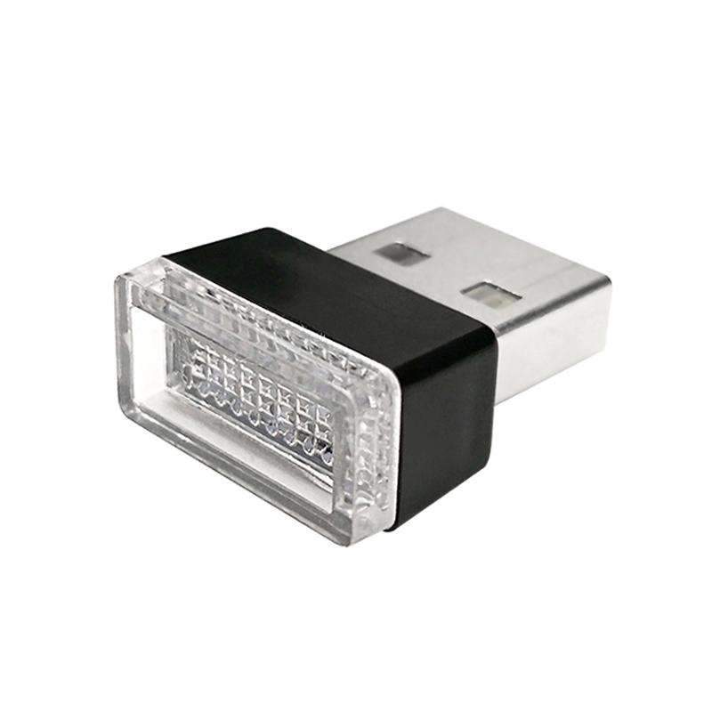 AMZER® Universal USB LED Atmosphere Lights in ice blue color, showcasing a compact design suitable for car interiors.