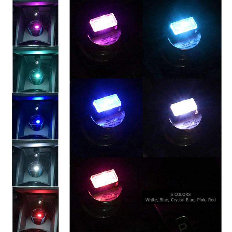 AMZER® Universal USB LED Atmosphere Lights in ice blue color, showcasing a compact design suitable for car interiors.