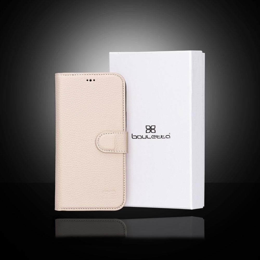 Colorful detachable leather wallet case for Apple iPhone 13 Pro Max, featuring card slots and a kick-stand.