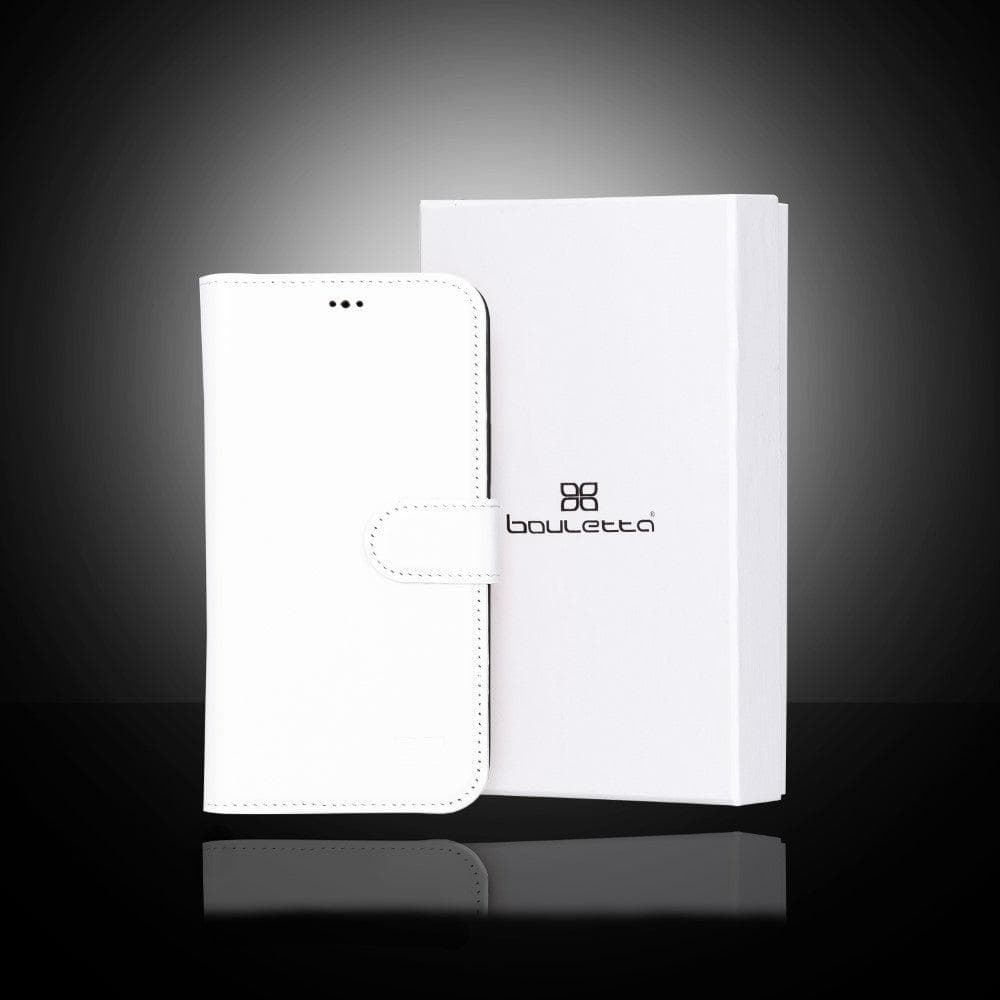 Colorful detachable leather wallet case for Apple iPhone 13 Pro Max, featuring card slots and a kick-stand.