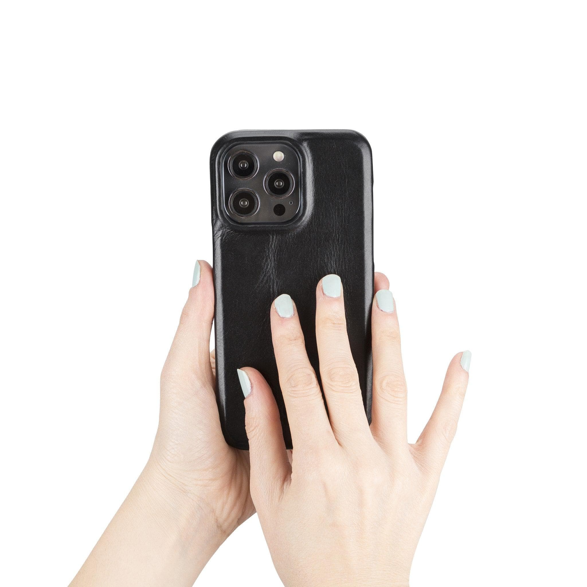 Apple iPhone 14 Series Full Leather Coating Back Cover in premium leather, showcasing its elegant design and high-quality craftsmanship.