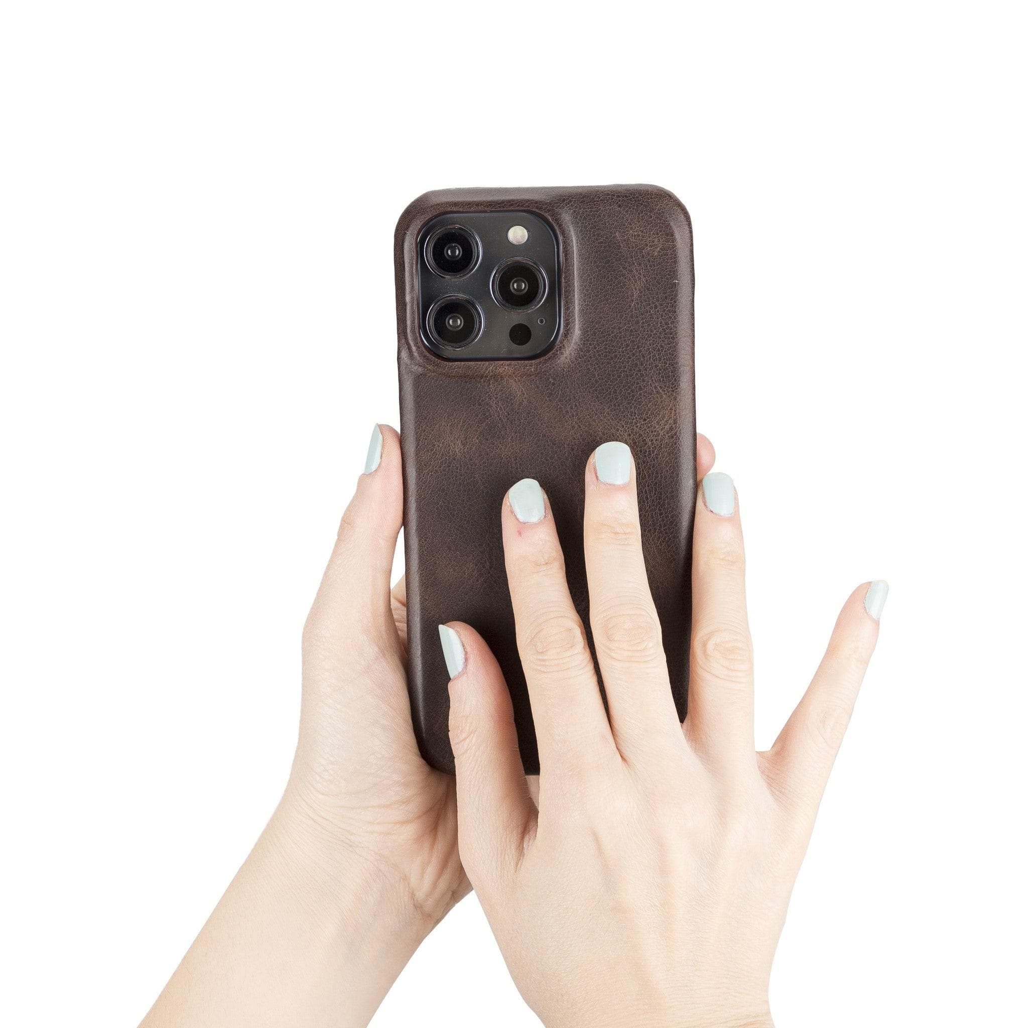 Apple iPhone 14 Series Full Leather Coating Back Cover in premium leather, showcasing its elegant design and high-quality craftsmanship.