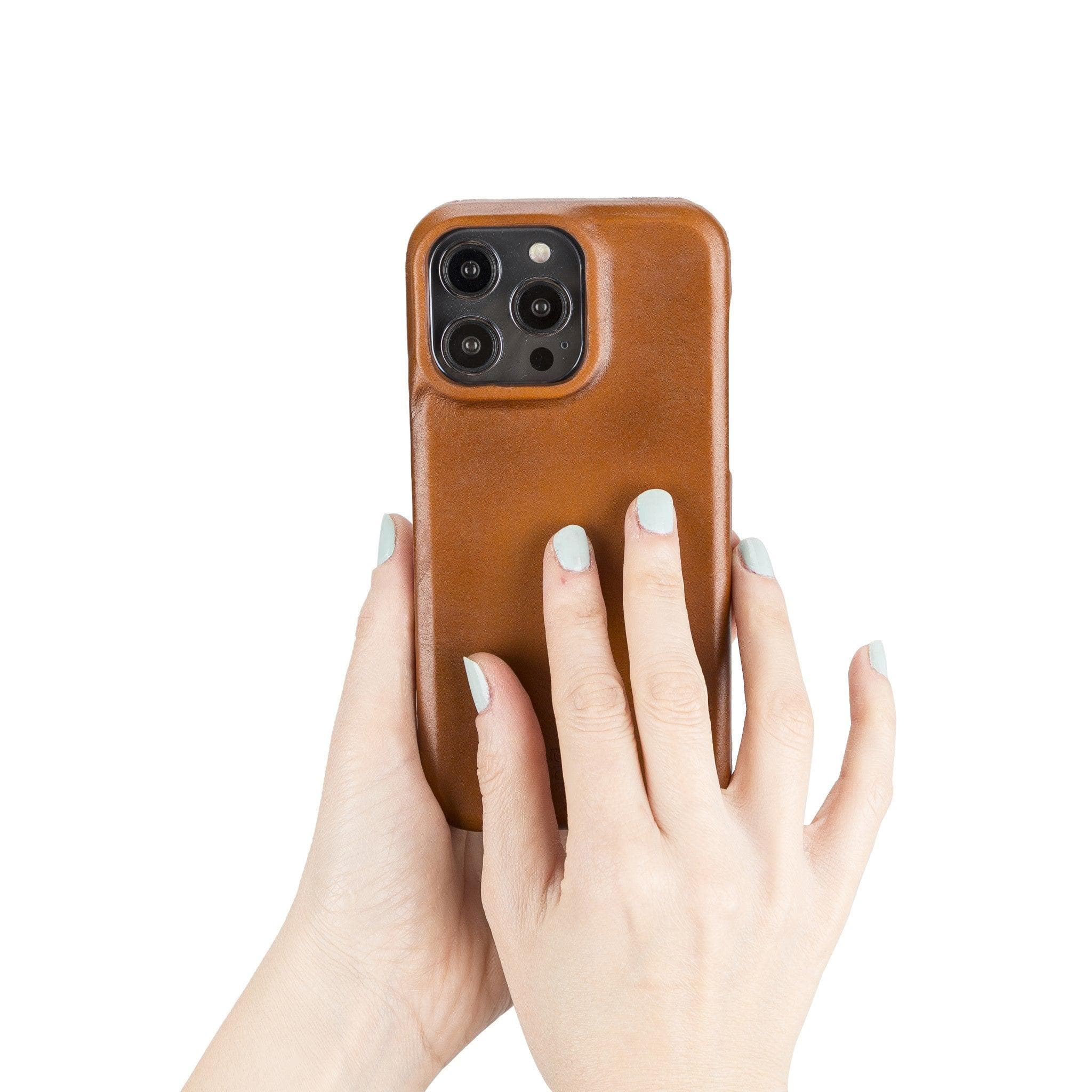 Apple iPhone 14 Series Full Leather Coating Back Cover in premium leather, showcasing its elegant design and high-quality craftsmanship.