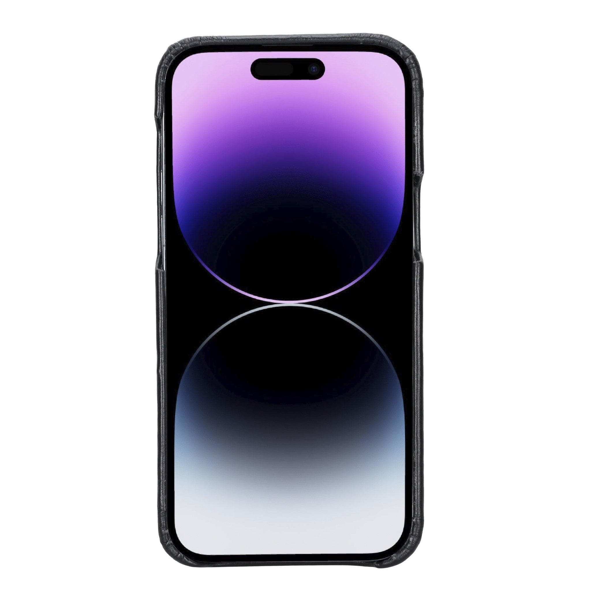 Apple iPhone 14 Series Full Leather Coating Detachable Wallet Case in black leather, showcasing its sleek design and card slots.