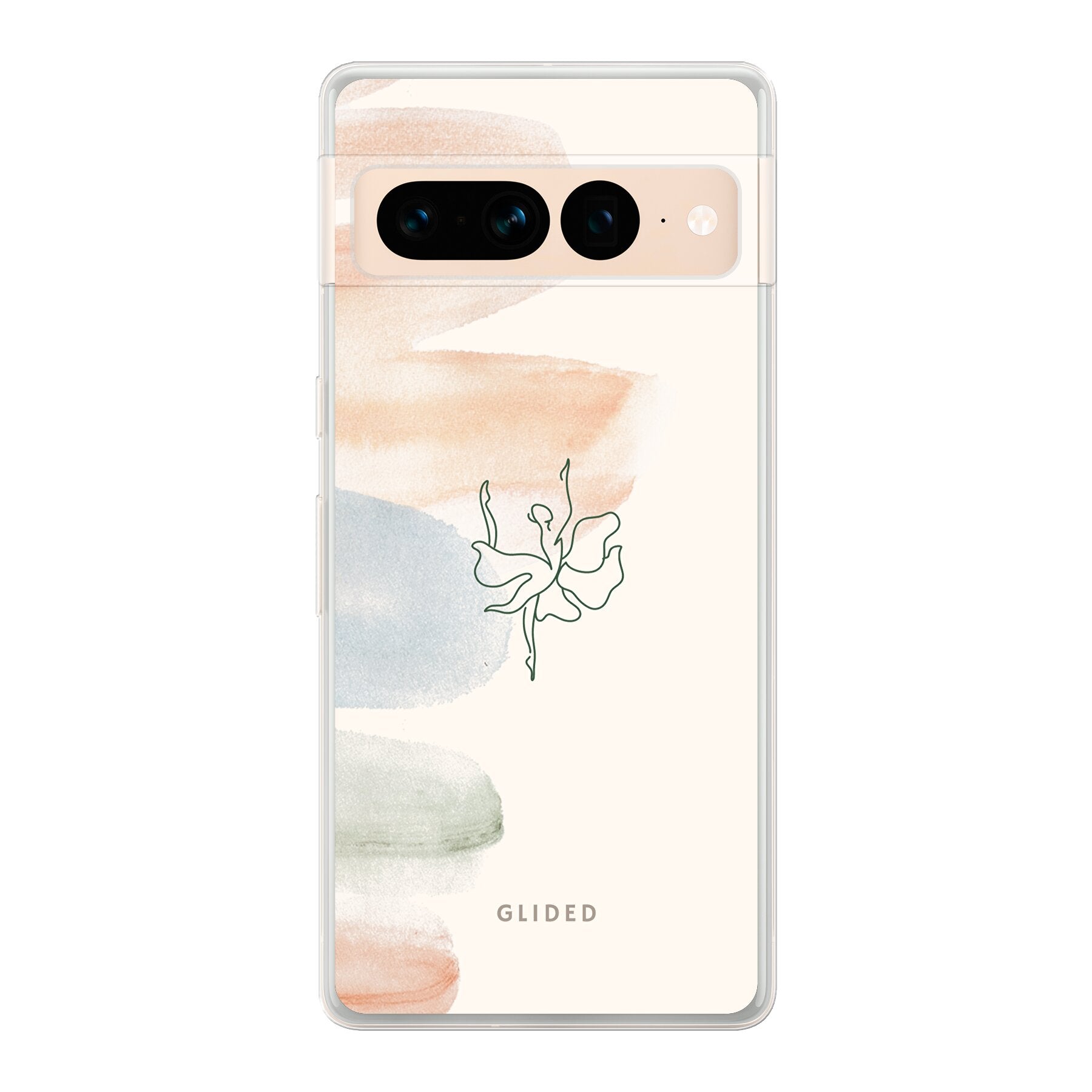 Aquarelle Handyhülle für Google Pixel 7 Pro mit zarten Pastellfarben und einer eleganten Ballerina im Design.