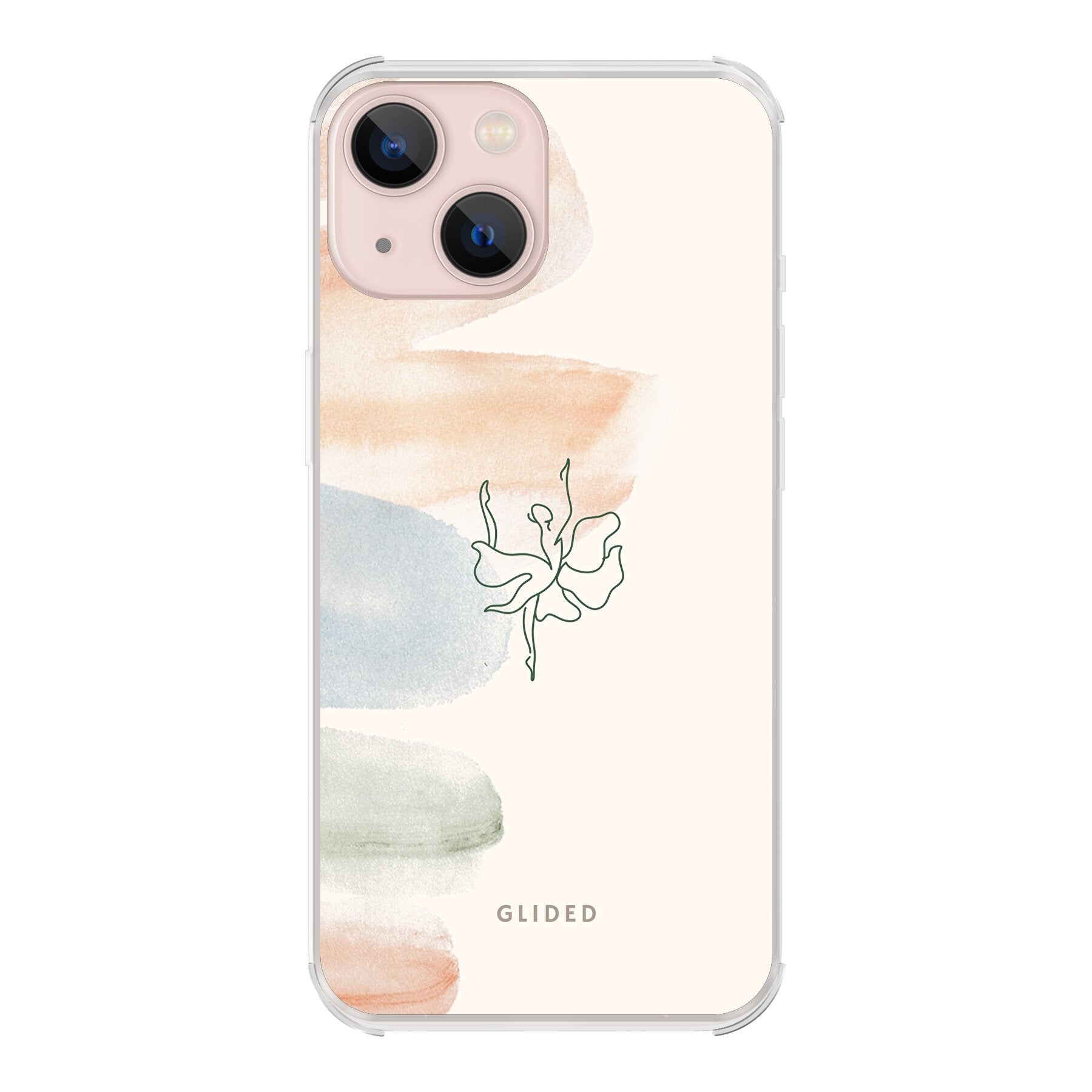 Aquarelle iPhone 13 Handyhülle mit Ballerina und pastellfarbenem Design, bietet eleganten Schutz und Stil.
