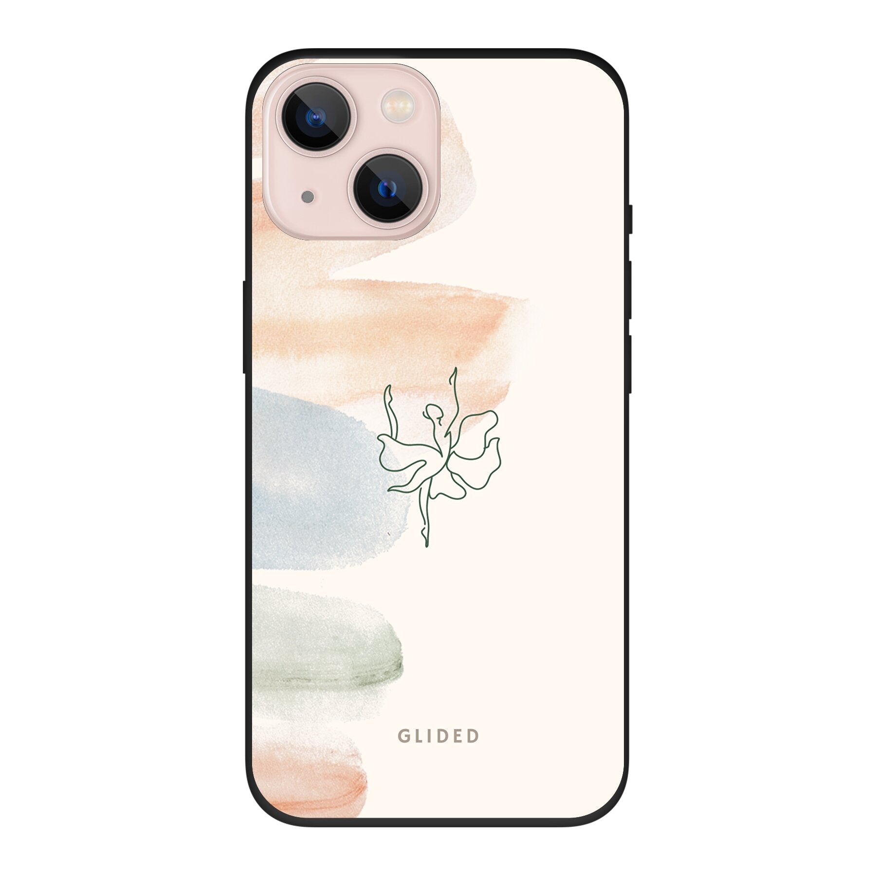 Aquarelle iPhone 13 Handyhülle mit Ballerina und pastellfarbenem Design, bietet eleganten Schutz und Stil.
