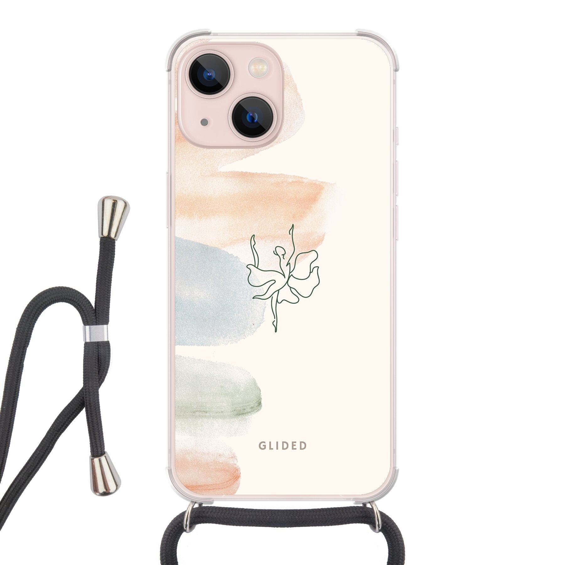 Aquarelle iPhone 13 Handyhülle mit Ballerina und pastellfarbenem Design, bietet eleganten Schutz und Stil.