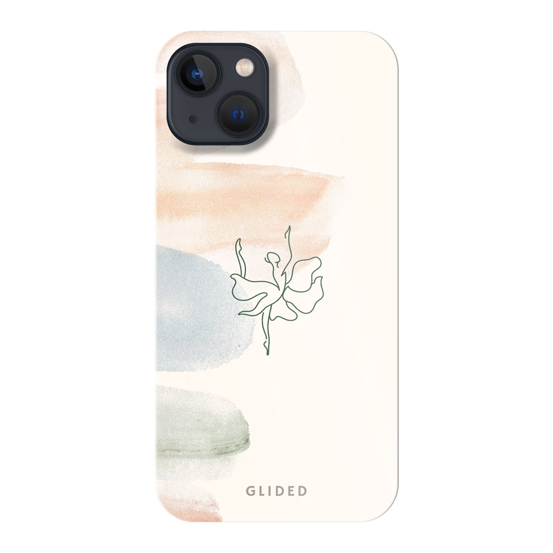 Aquarelle iPhone 13 Handyhülle mit Ballerina und pastellfarbenem Design, bietet eleganten Schutz und Stil.