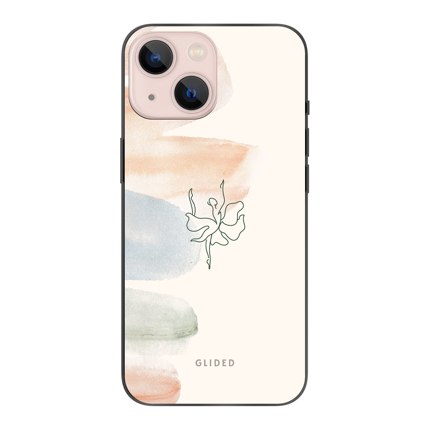 Aquarelle iPhone 13 mini Handyhülle mit pastellfarbenem Design und Ballerina-Motiv, idealer Schutz und stilvolles Accessoire.