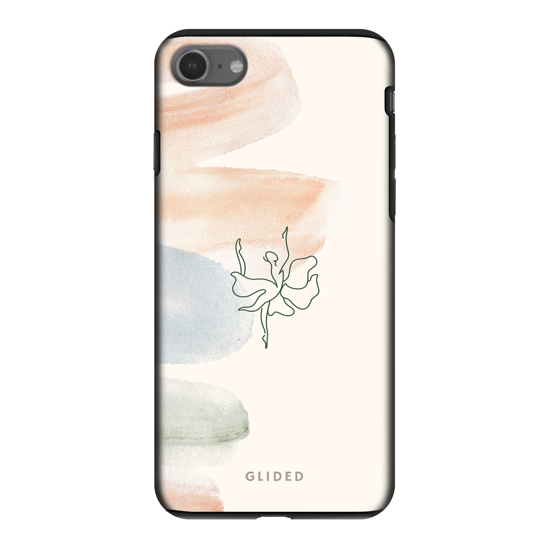 Aquarelle iPhone SE 2022 Handyhülle mit zarten Pastellfarben und einer eleganten Ballerina im Design, ideal für Schutz und Stil.