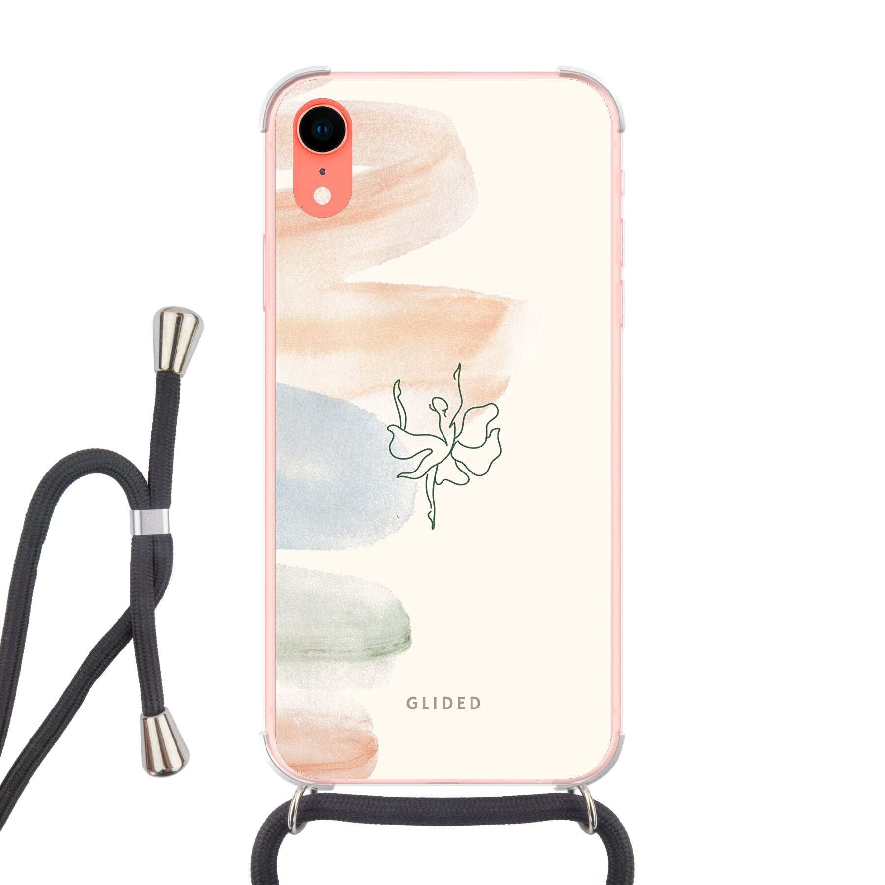 Aquarelle iPhone XR Handyhülle mit zarten Pastellfarben und einer eleganten Ballerina, die Kunst und Stil vereint.