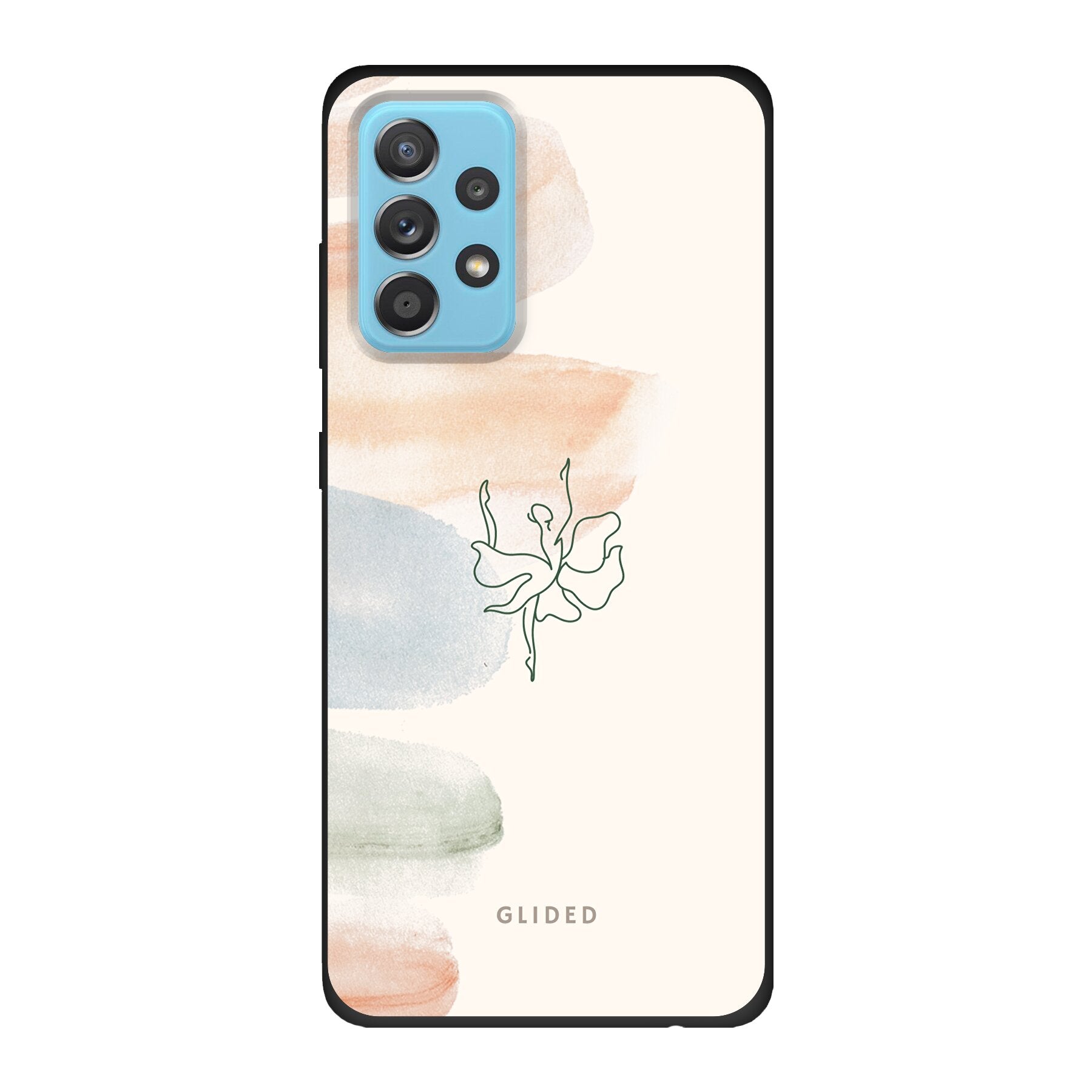 Aquarelle Handyhülle für Samsung Galaxy A53 5G mit zarten Pastellfarben und einer eleganten Ballerina im Design.