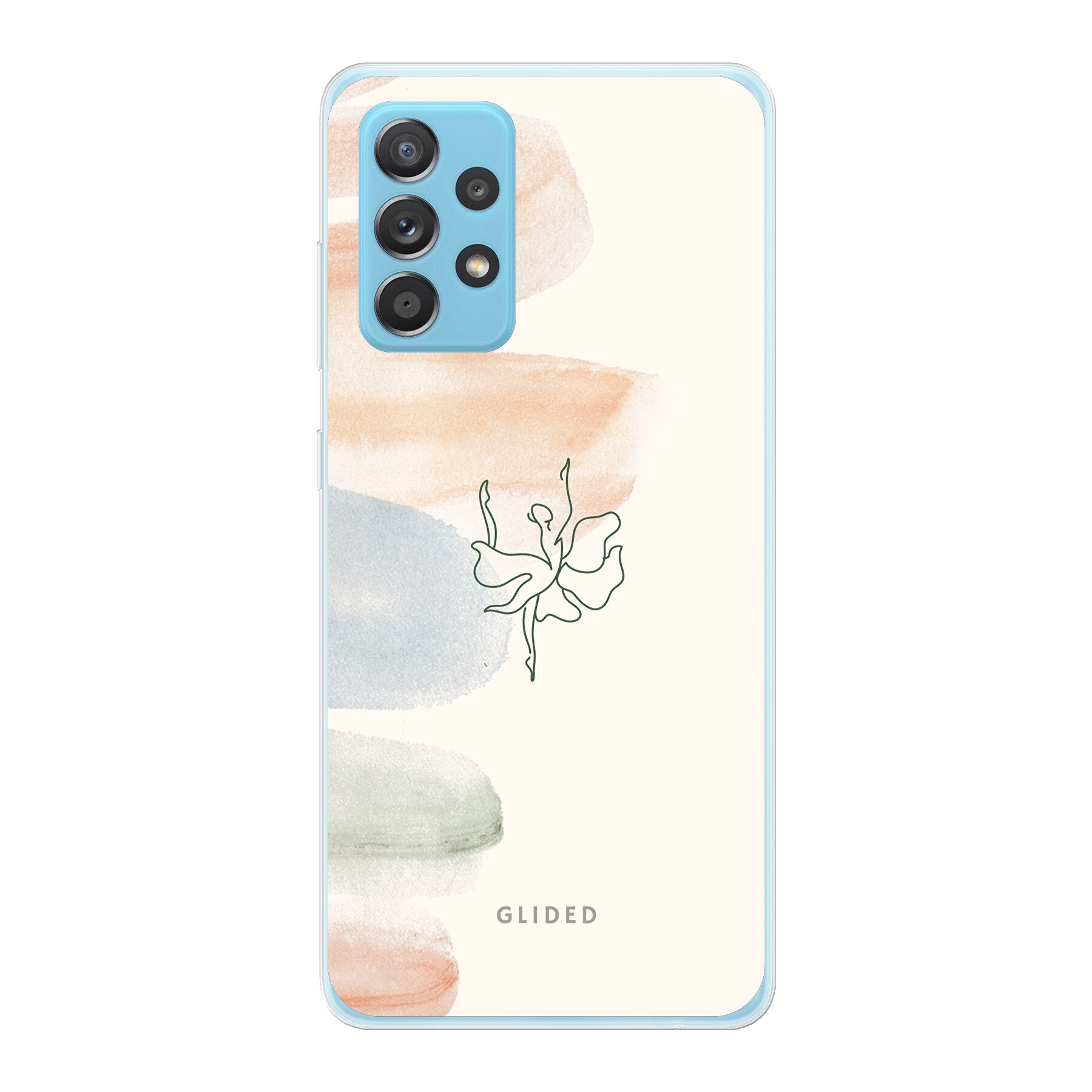 Aquarelle Handyhülle für Samsung Galaxy A53 5G mit zarten Pastellfarben und einer eleganten Ballerina im Design.