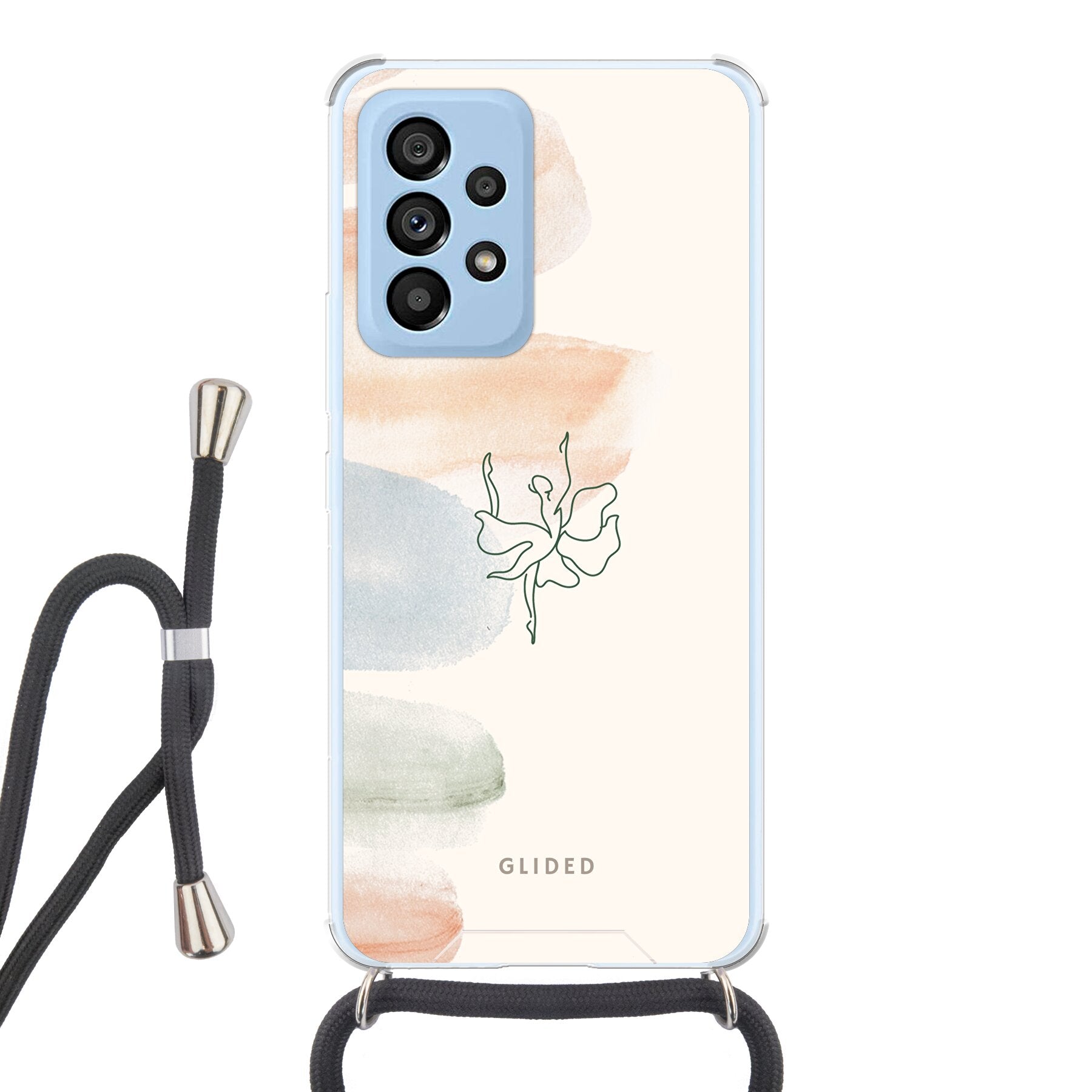 Aquarelle Handyhülle für Samsung Galaxy A53 5G mit zarten Pastellfarben und einer eleganten Ballerina im Design.