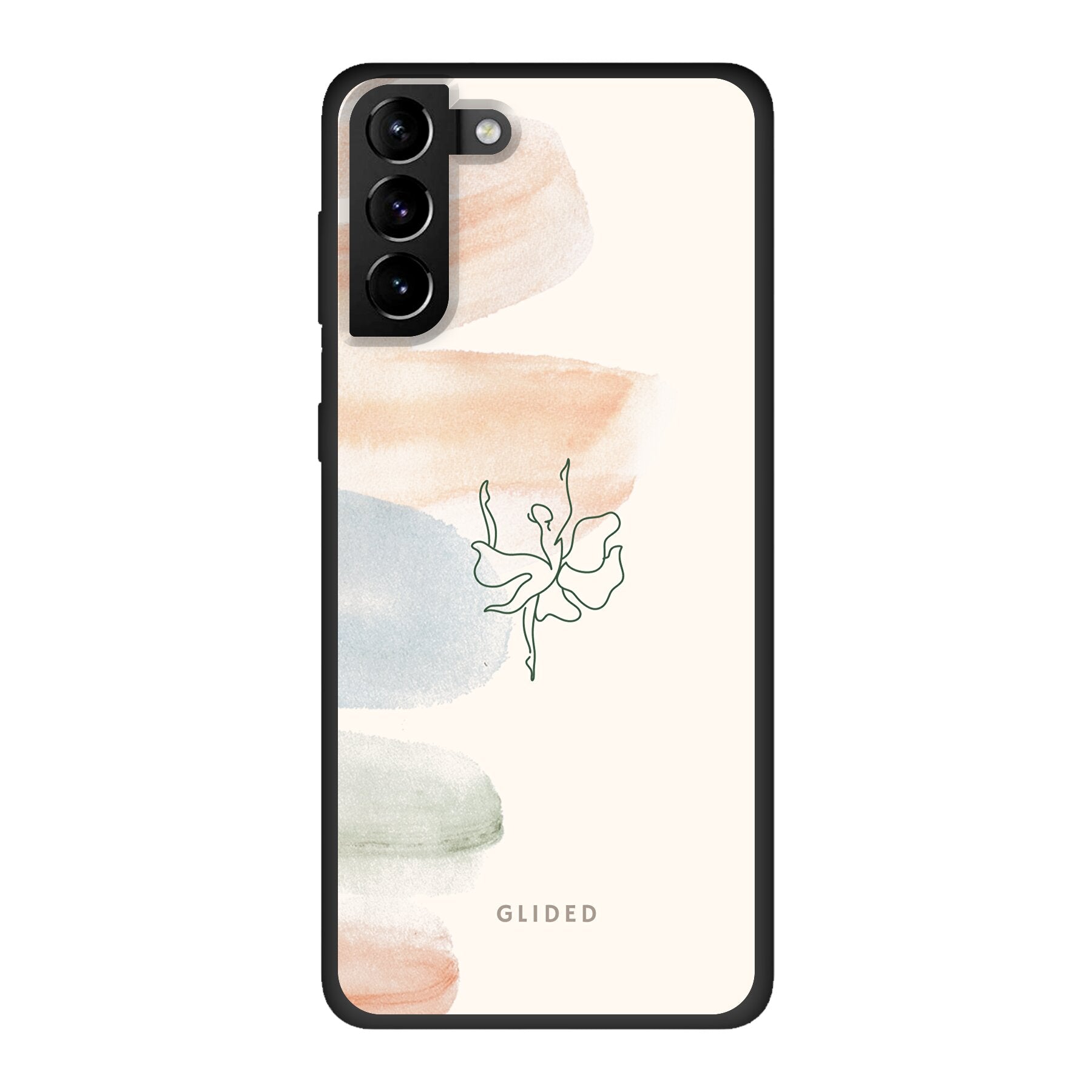 Aquarelle Handyhülle für Samsung Galaxy S21 Plus 5G mit zarten Pastellfarben und einer eleganten Ballerina im Design.