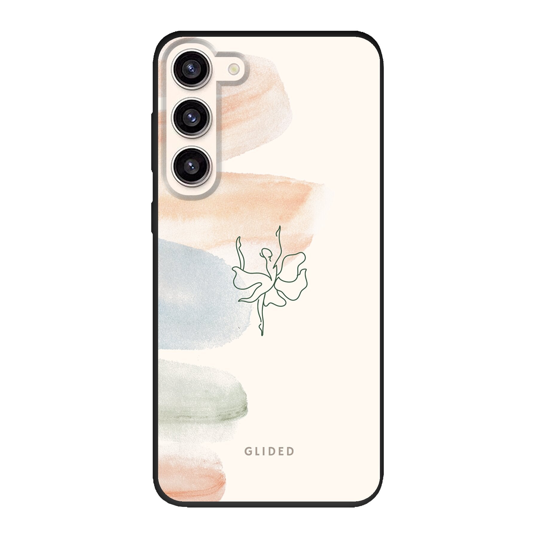Aquarelle Handyhülle für Samsung Galaxy S23 Plus mit zarten Pastellfarben und einer eleganten Ballerina im Design.