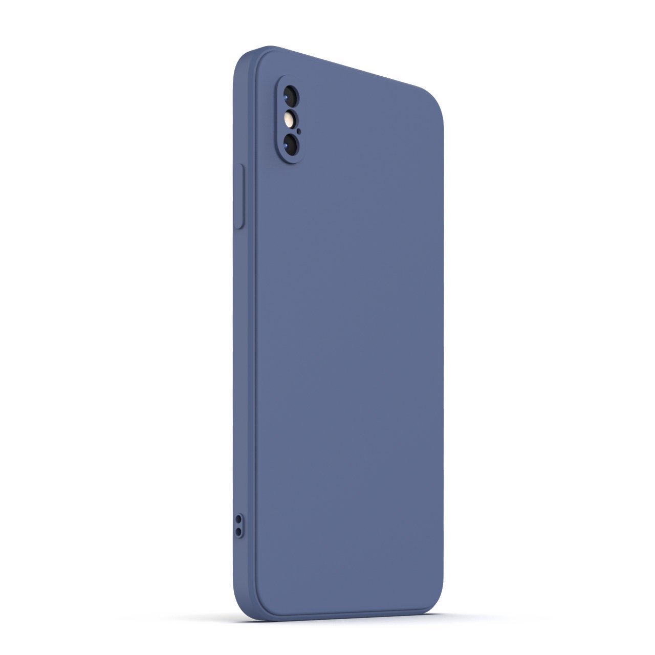 Ash Blue iPhone XS Max Case made from durable Liquid Silicone with a soft microfiber lining, showcasing its elegant design and protective features.
