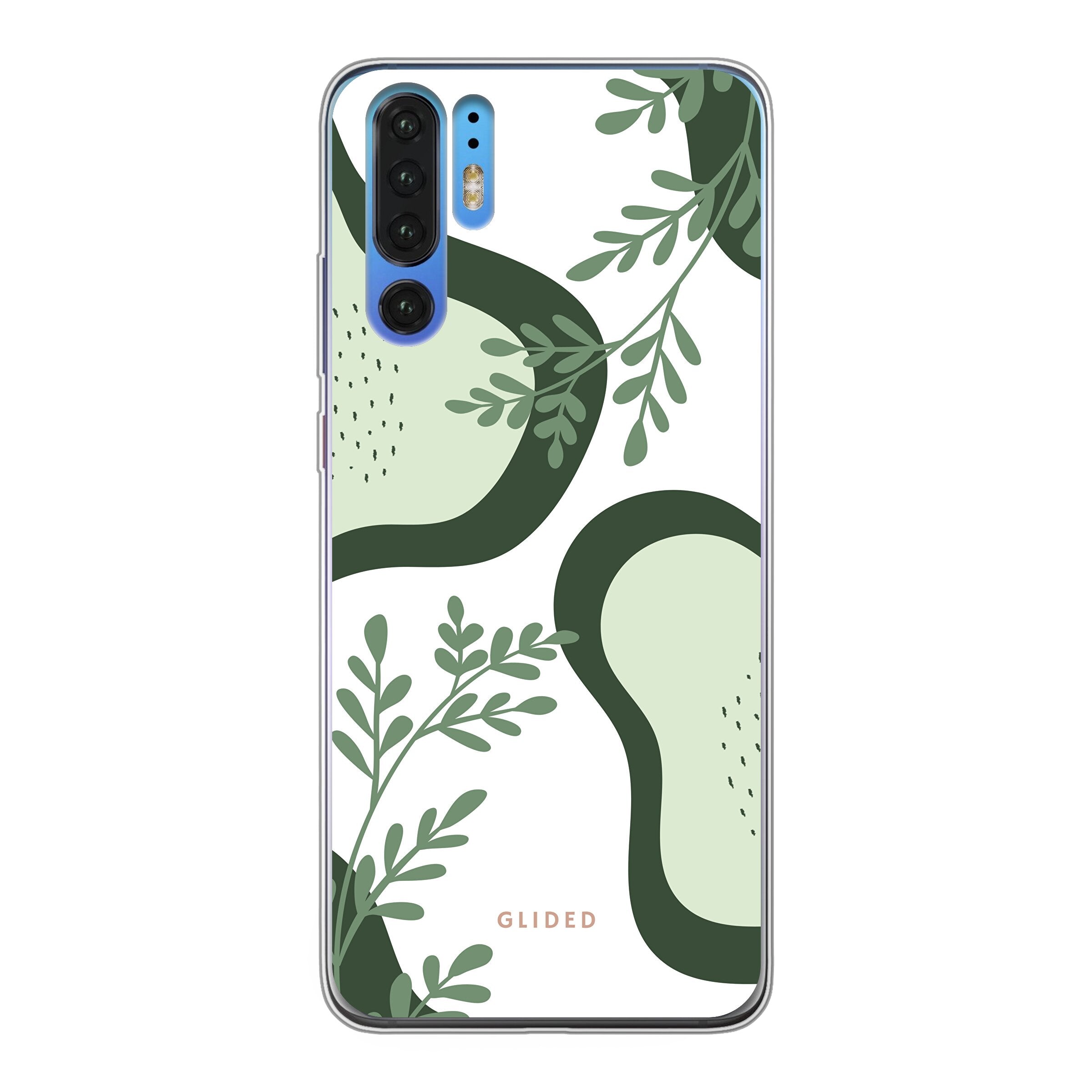 Farbenfrohe Avocado Handyhülle für Huawei P30 Pro mit abstraktem Design und lebendigen Farben.