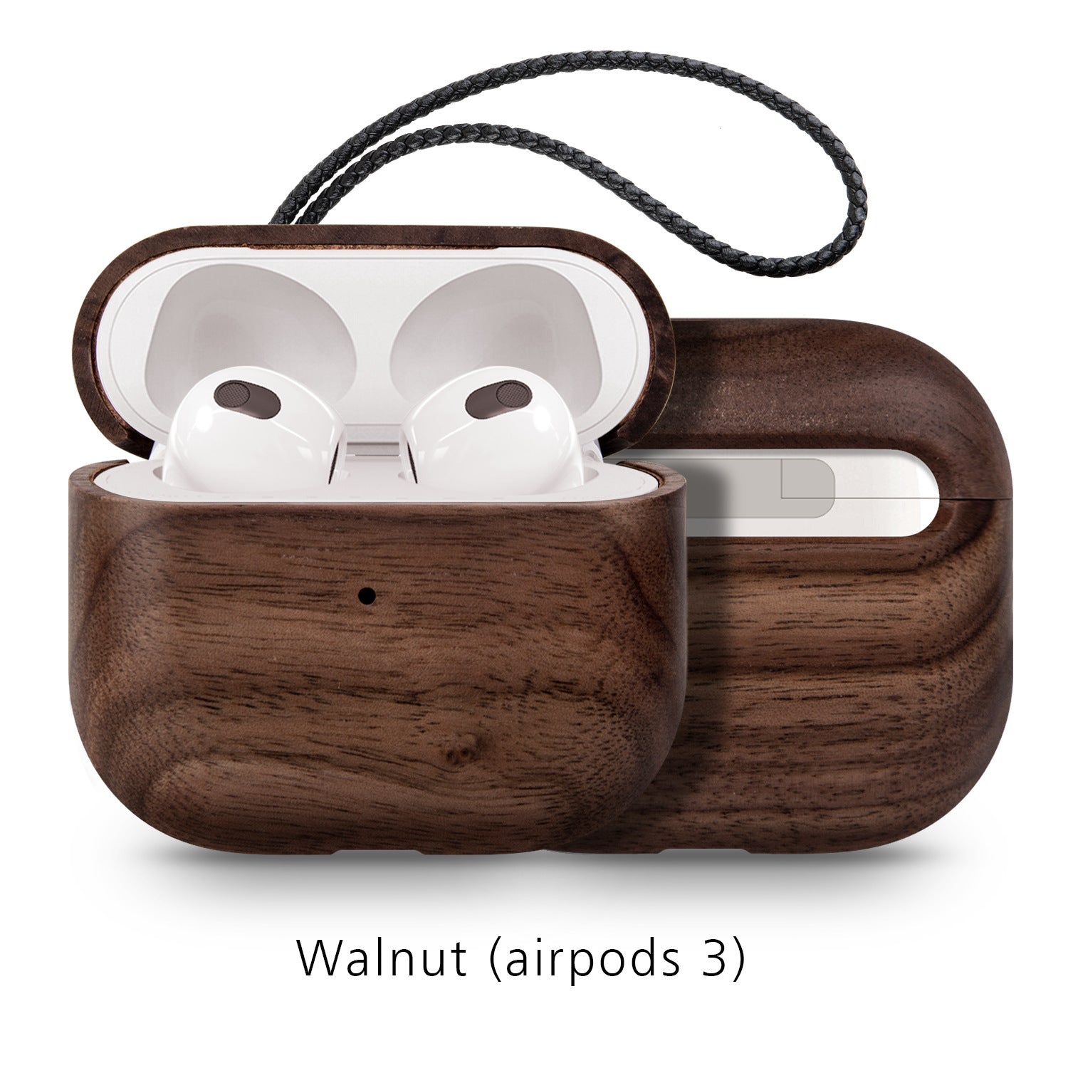 Back Cover Solid Wood Bluetooth Earphone Case made from bamboo, featuring a simple solid color design, perfect for protecting AirPods.