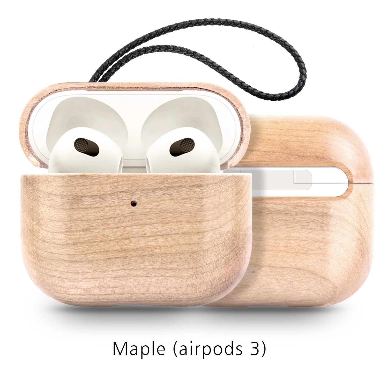 Back Cover Solid Wood Bluetooth Earphone Case made from bamboo, featuring a simple solid color design, perfect for protecting AirPods.
