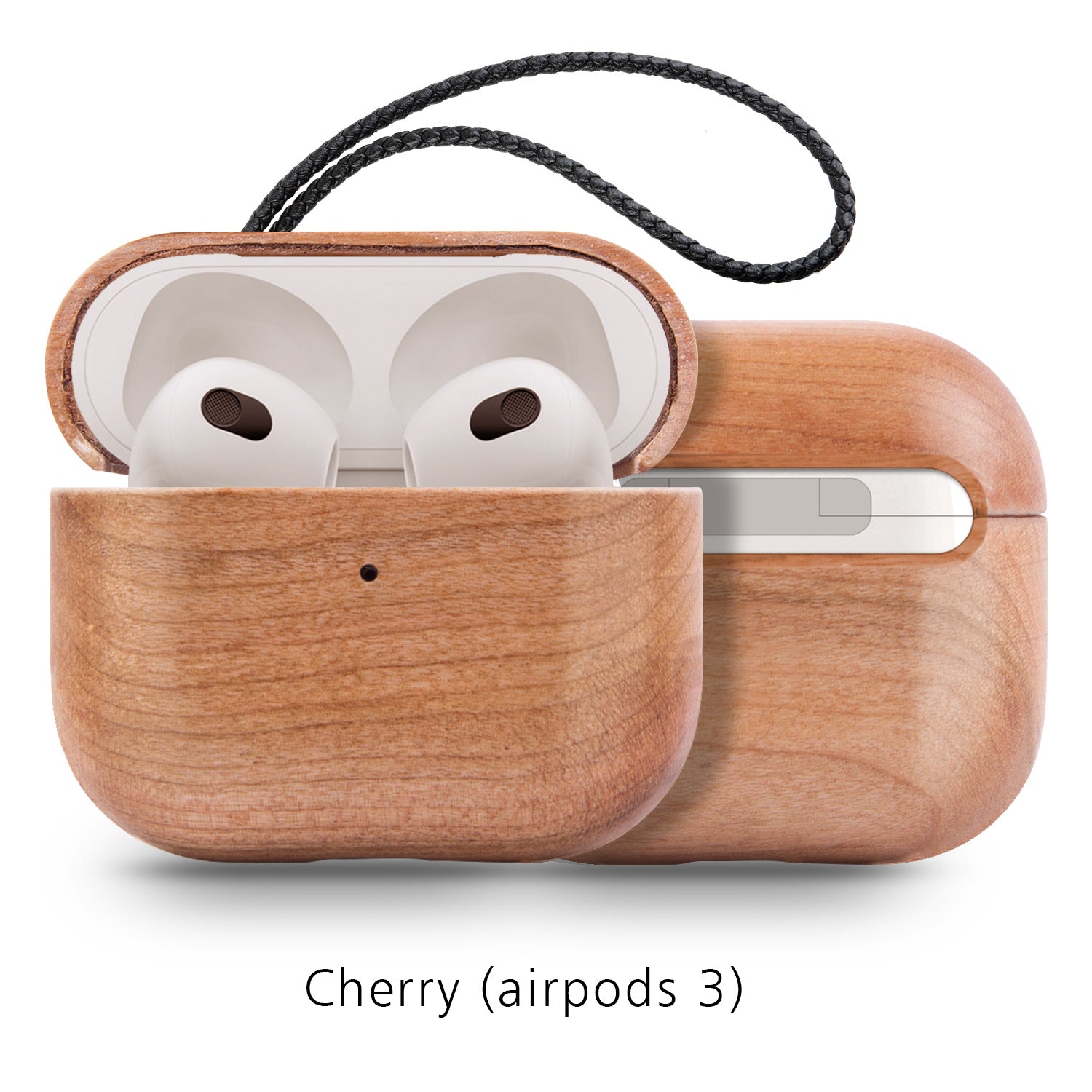 Back Cover Solid Wood Bluetooth Earphone Case made from bamboo, featuring a simple solid color design, perfect for protecting AirPods.