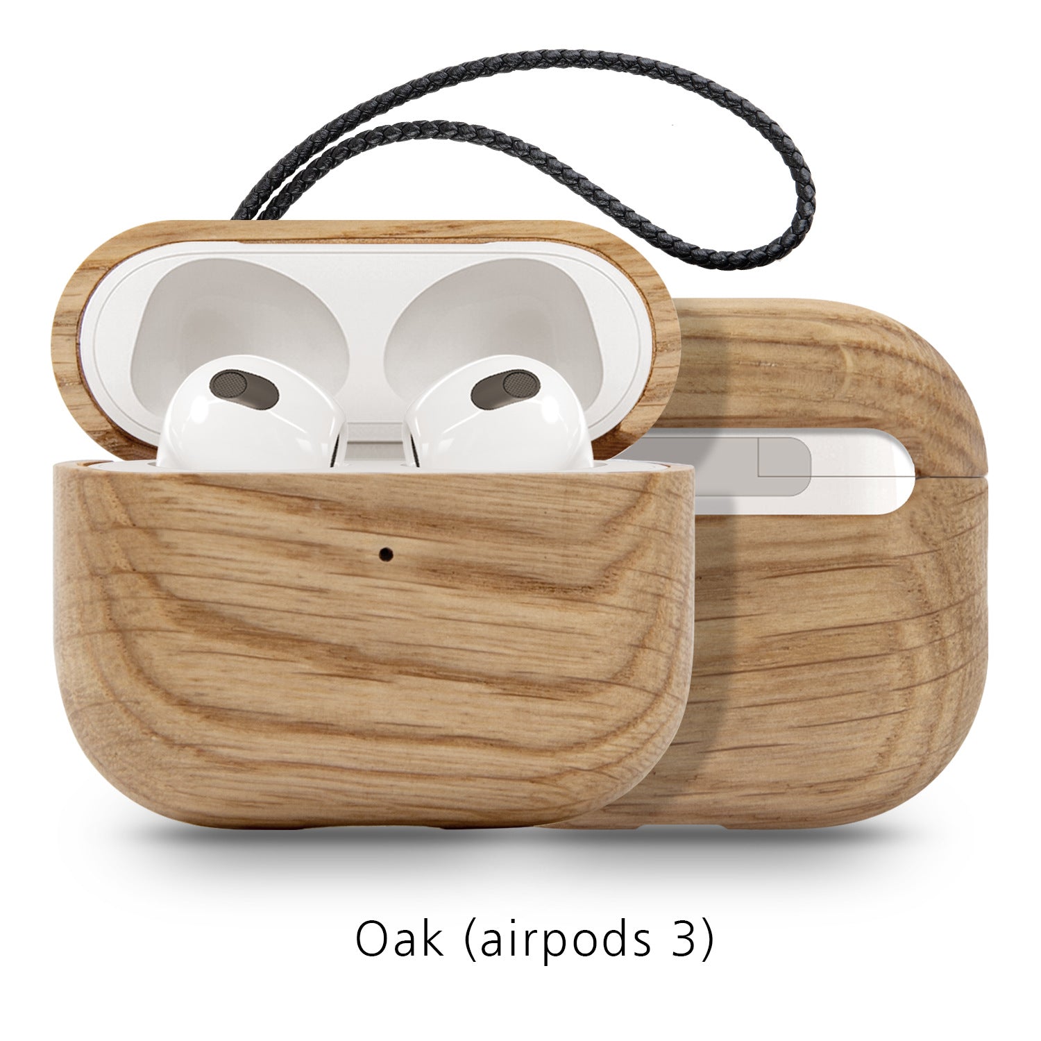 Back Cover Solid Wood Bluetooth Earphone Case made from bamboo, featuring a simple solid color design, perfect for protecting AirPods.