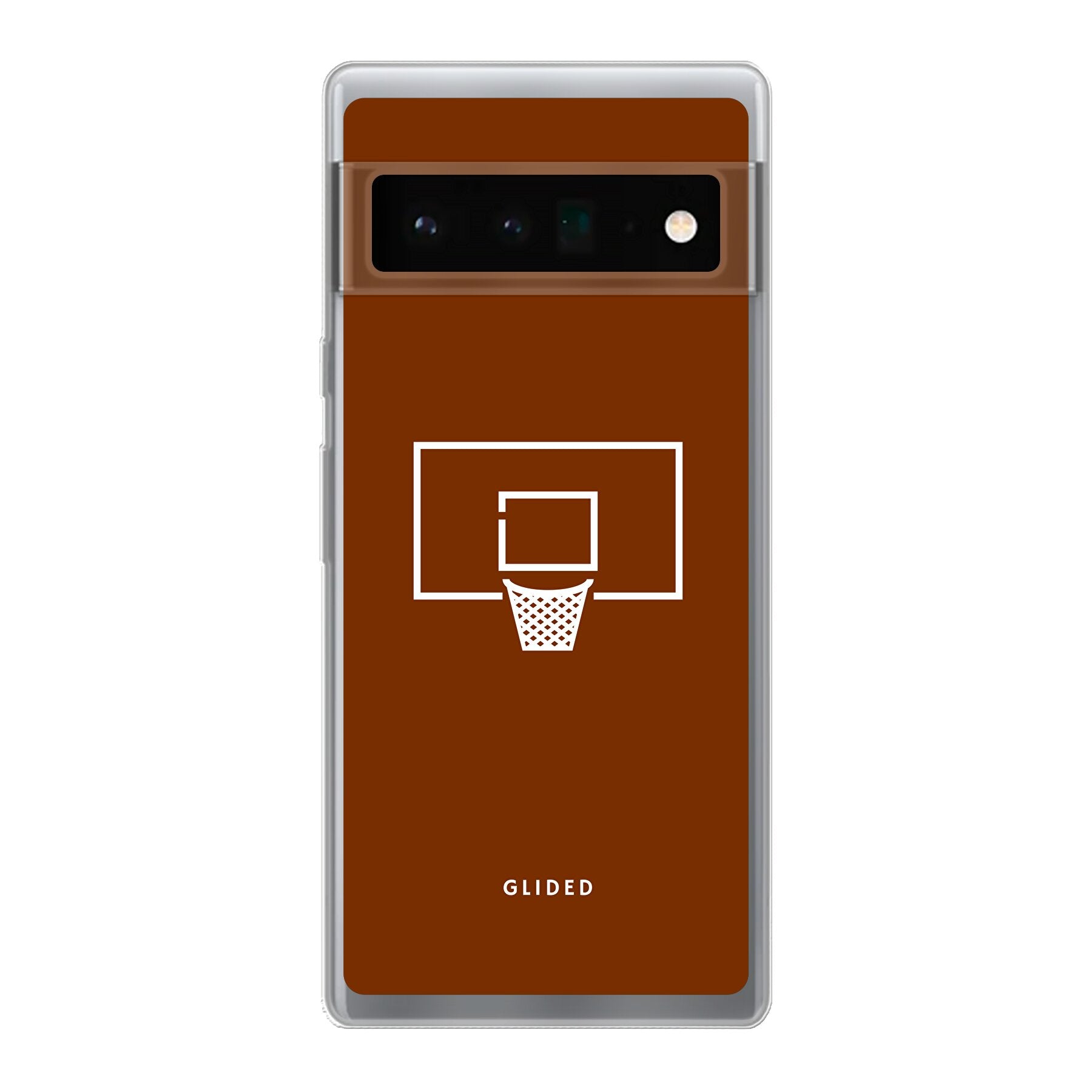 Basket Blaze Handyhülle für Google Pixel 6 Pro mit lebendigem Basketballnetz auf orangefarbenem Hintergrund.