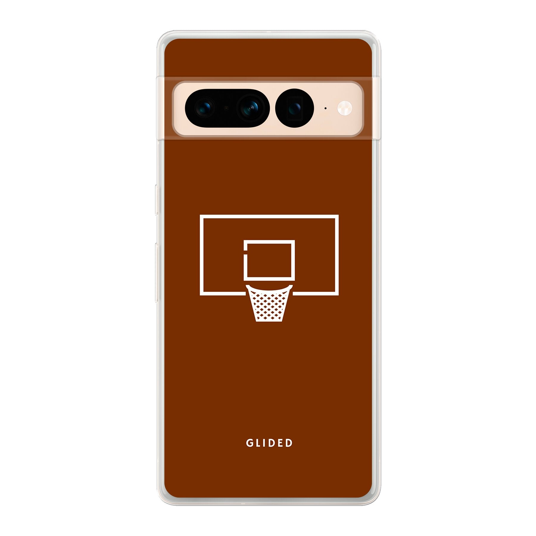 Basket Blaze Handyhülle für Google Pixel 7 Pro mit lebendigem Basketballnetz auf orangefarbenem Hintergrund.