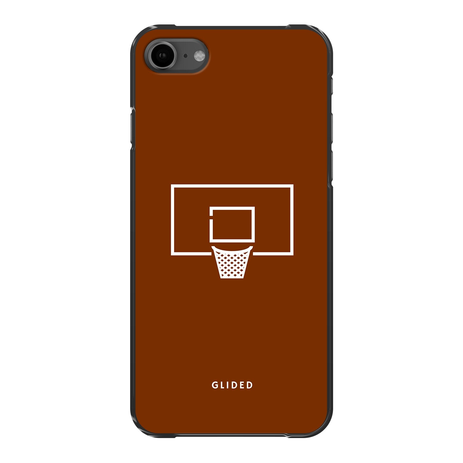 Basket Blaze Handyhülle für iPhone SE 2020 mit lebendigem Basketballnetz auf orangefarbenem Hintergrund, ideal für Basketballfans.