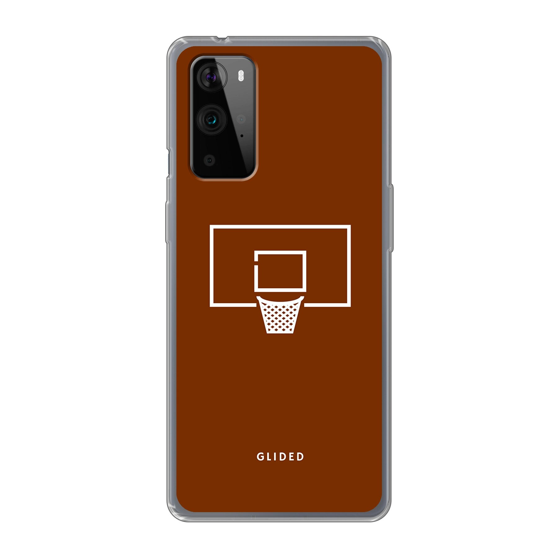Basket Blaze Handyhülle für OnePlus 9 Pro mit lebendigem Basketballnetz auf orangefarbenem Hintergrund.
