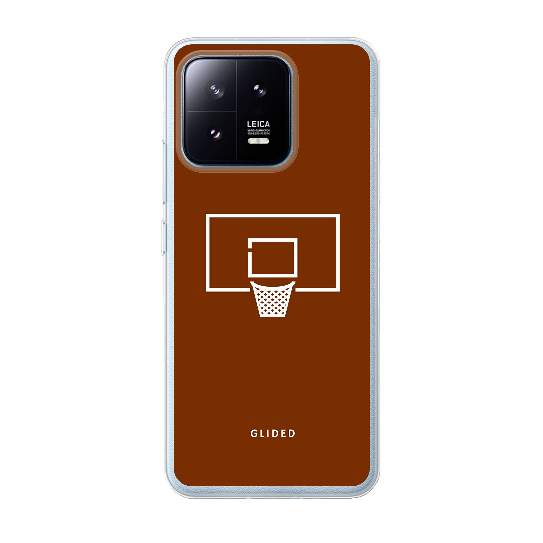 Basket Blaze Handyhülle für Xiaomi 13 Pro mit lebendigem Basketballnetz auf orangefarbenem Hintergrund, ideal für Basketball-Fans.