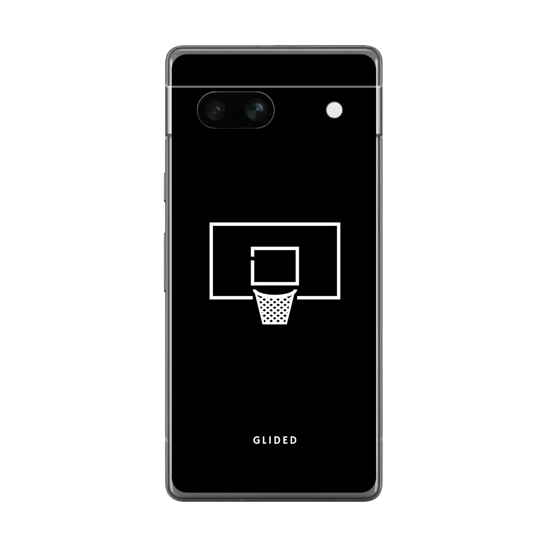Basketball Fun Handyhülle für Google Pixel 7a mit lebendigem Basketballnetz-Design auf dunklem Hintergrund.