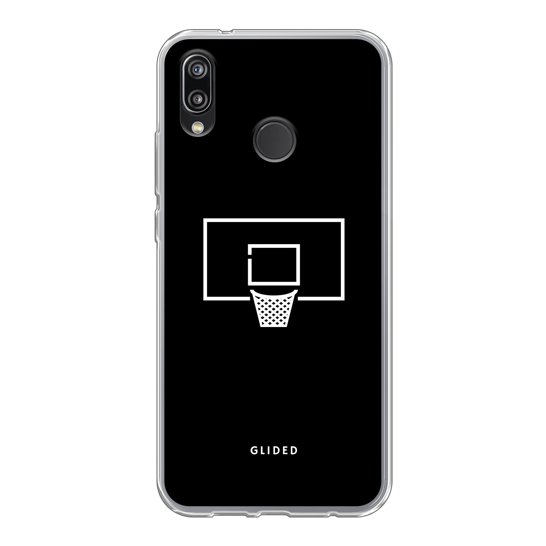 Basketball Fun Handyhülle für Huawei P20 Lite mit lebendigem Basketballnetz-Design auf dunklem Hintergrund.